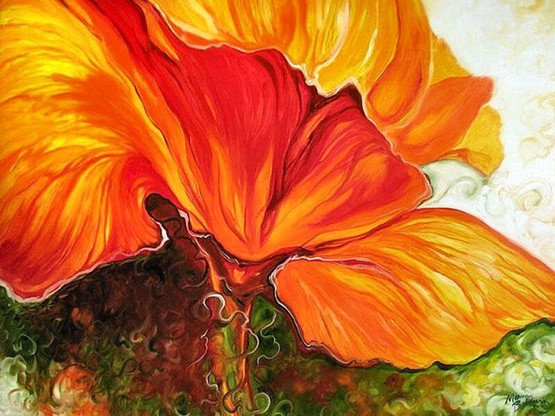 Abstract Flower Painting — Red