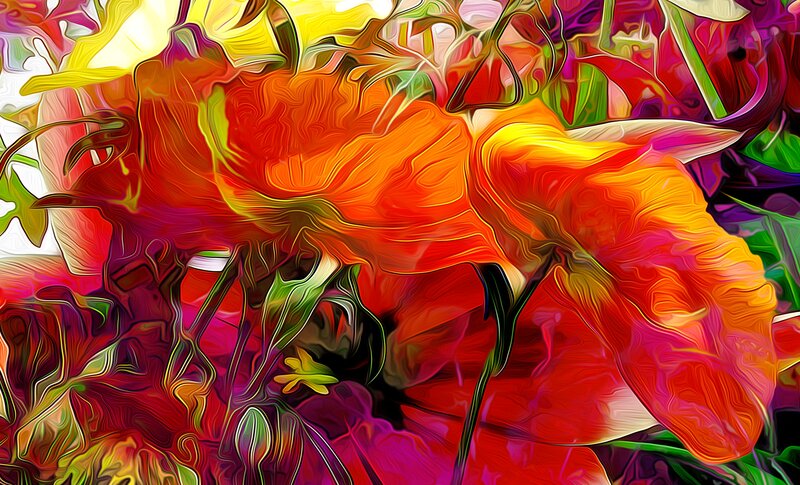 Abstract Flower Painting — Red, Vibrant