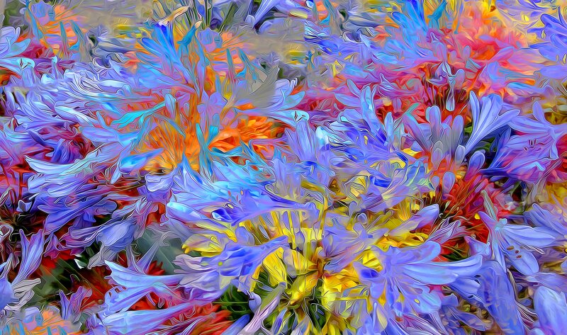 Abstract Flower Pattern — Blue, Vibrant
