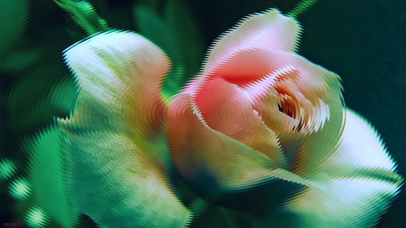 Abstract Flower Pattern — Green, Dreamy, Digital Art