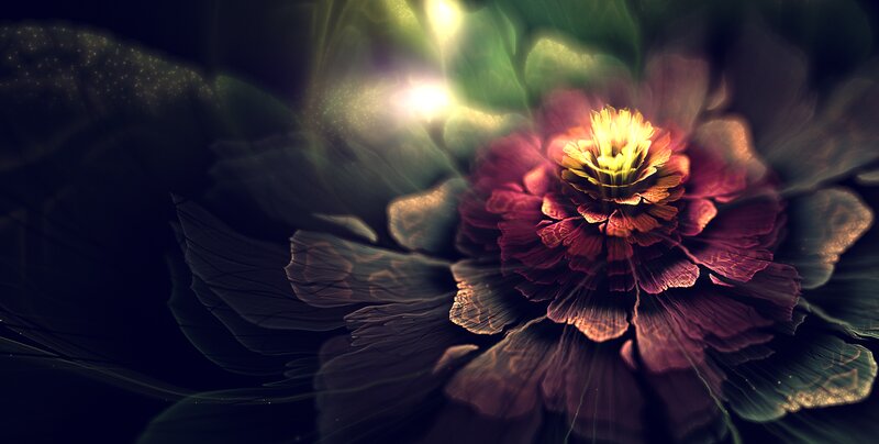 Abstract Flower with Glowing Center — Purple