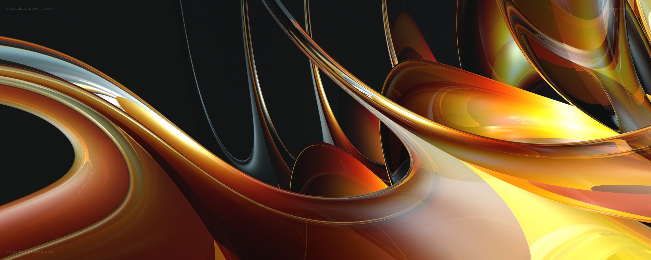 Abstract flowing golden curves