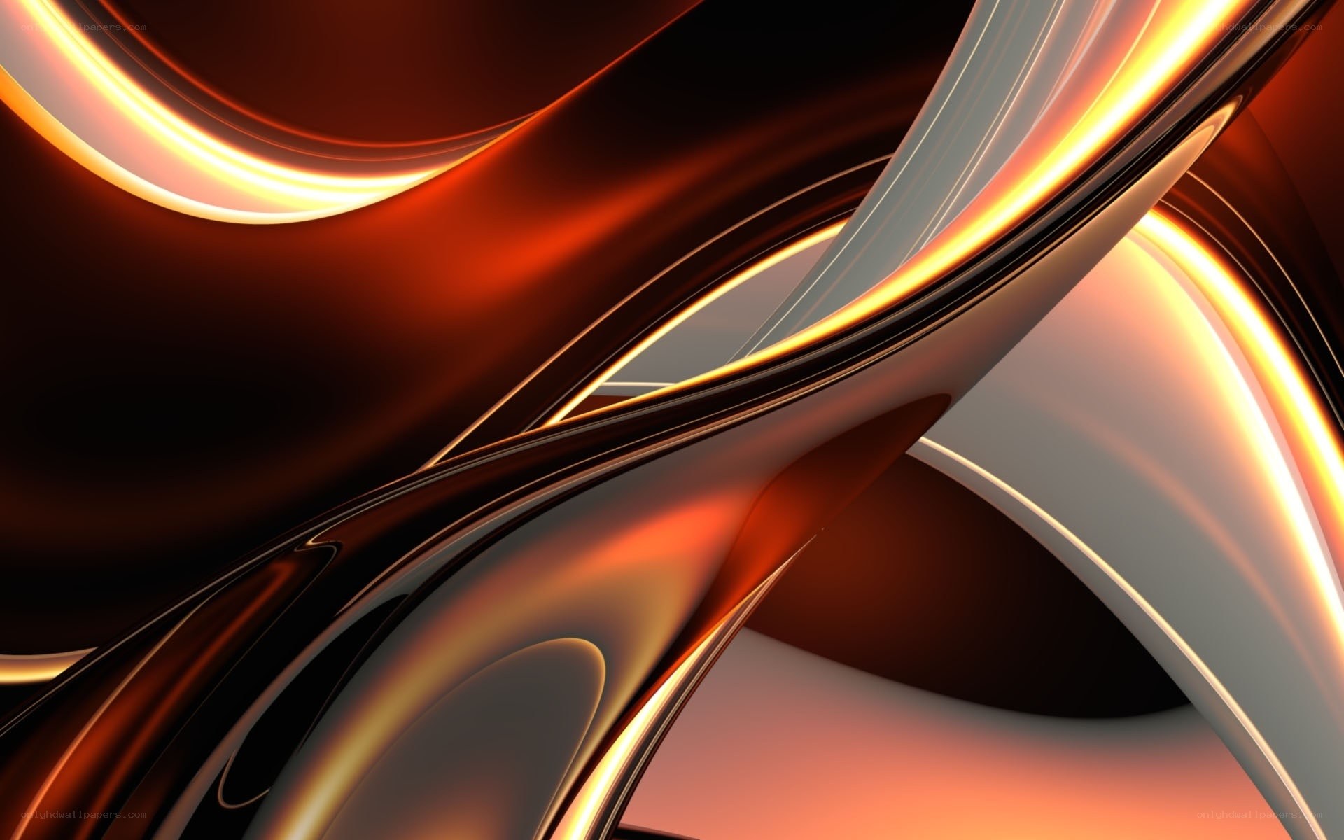 Abstract flowing metallic curves