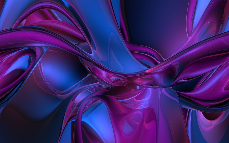 Abstract Flowing Ribbons — Purple, Dynamic, Digital Art