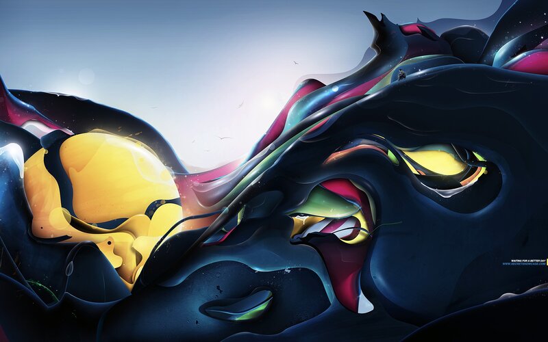 Abstract Flowing Shapes — Blue