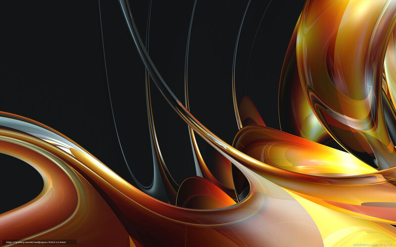 Abstract Flowing Shapes — Gold, Dynamic, Digital Art, Curves