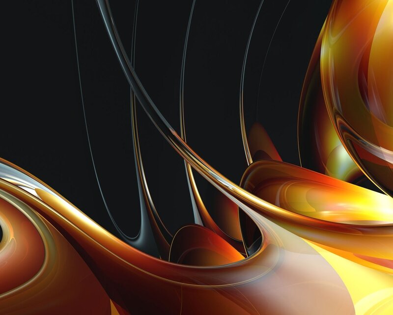 Abstract Flowing Shapes — Gold, Dynamic, Digital Art