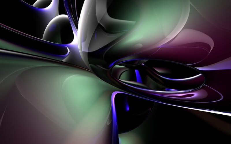 Abstract Flowing Shapes — Green, Mysterious
