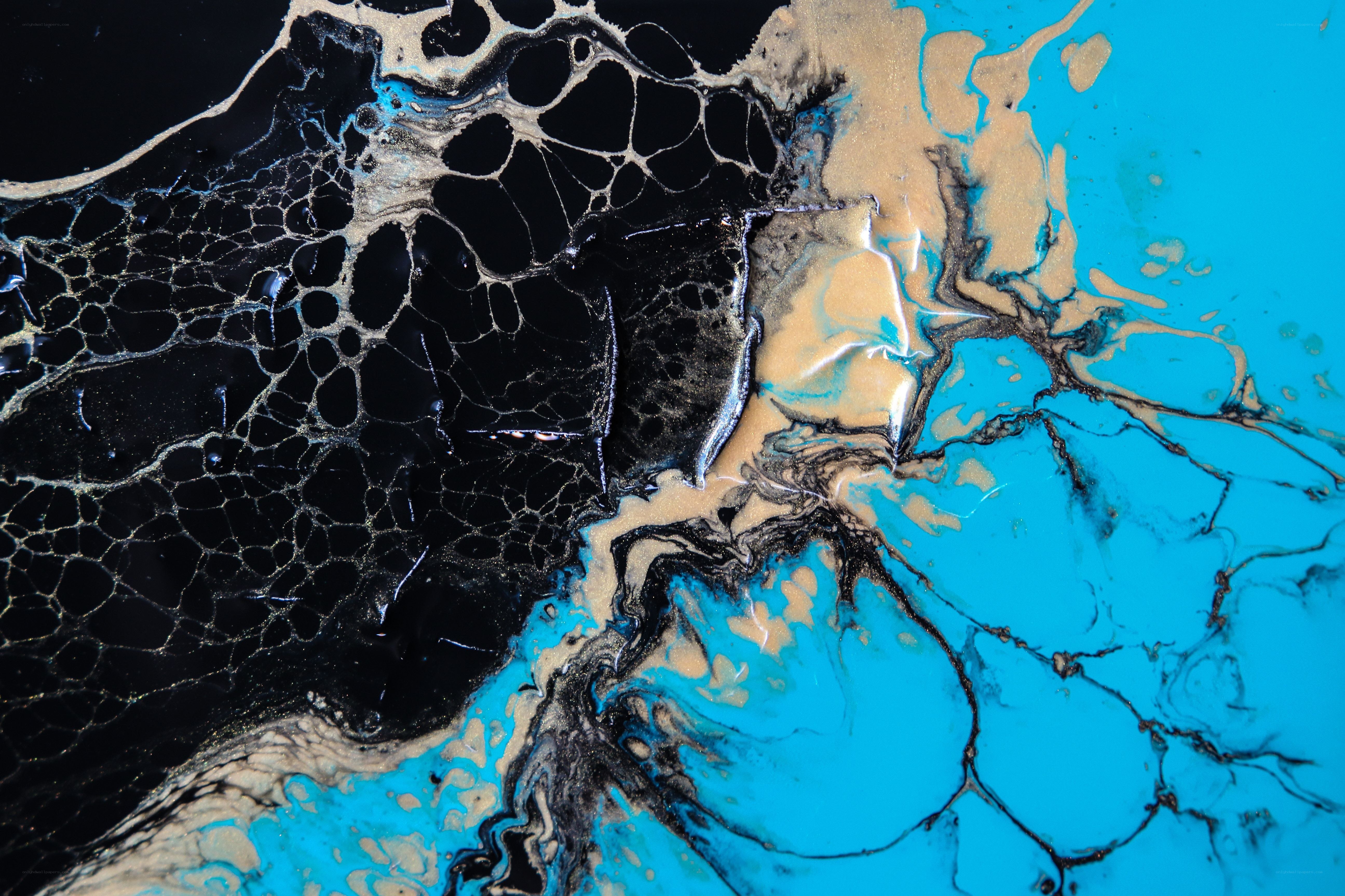 Abstract fluid art with black and blue