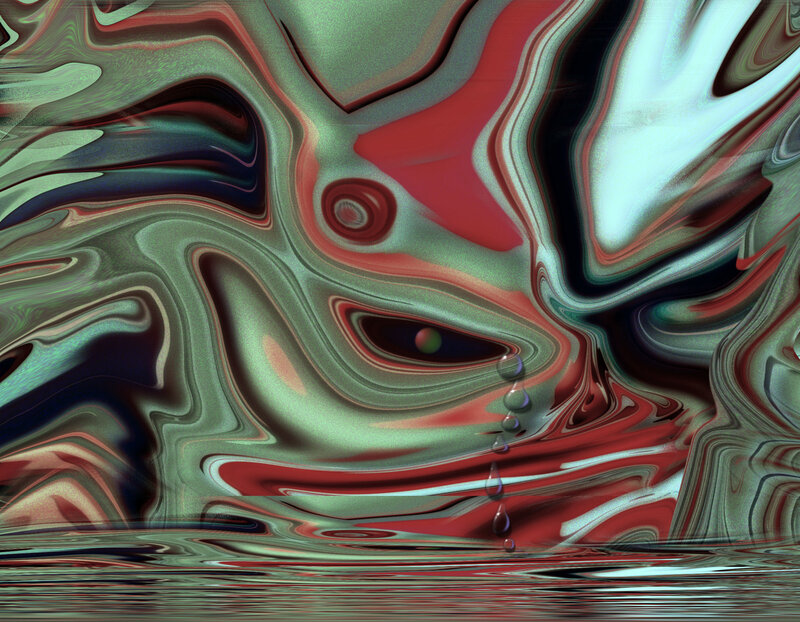 Abstract fluid art with eye motif