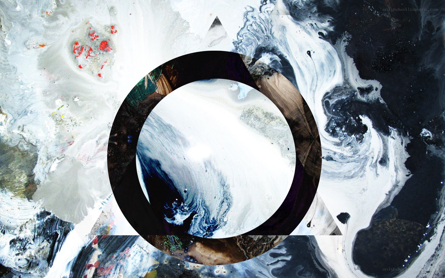 abstract fluid art with geometric shapes
