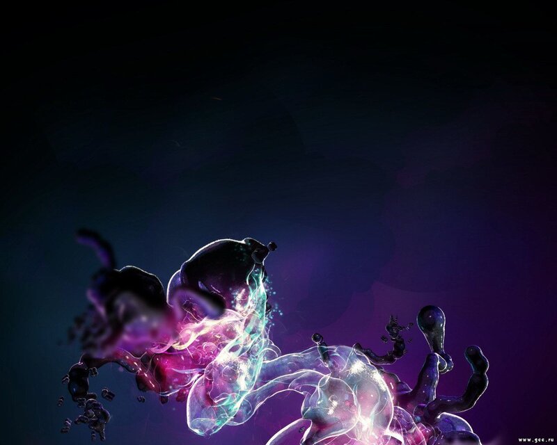 Abstract fluid art with glowing particles