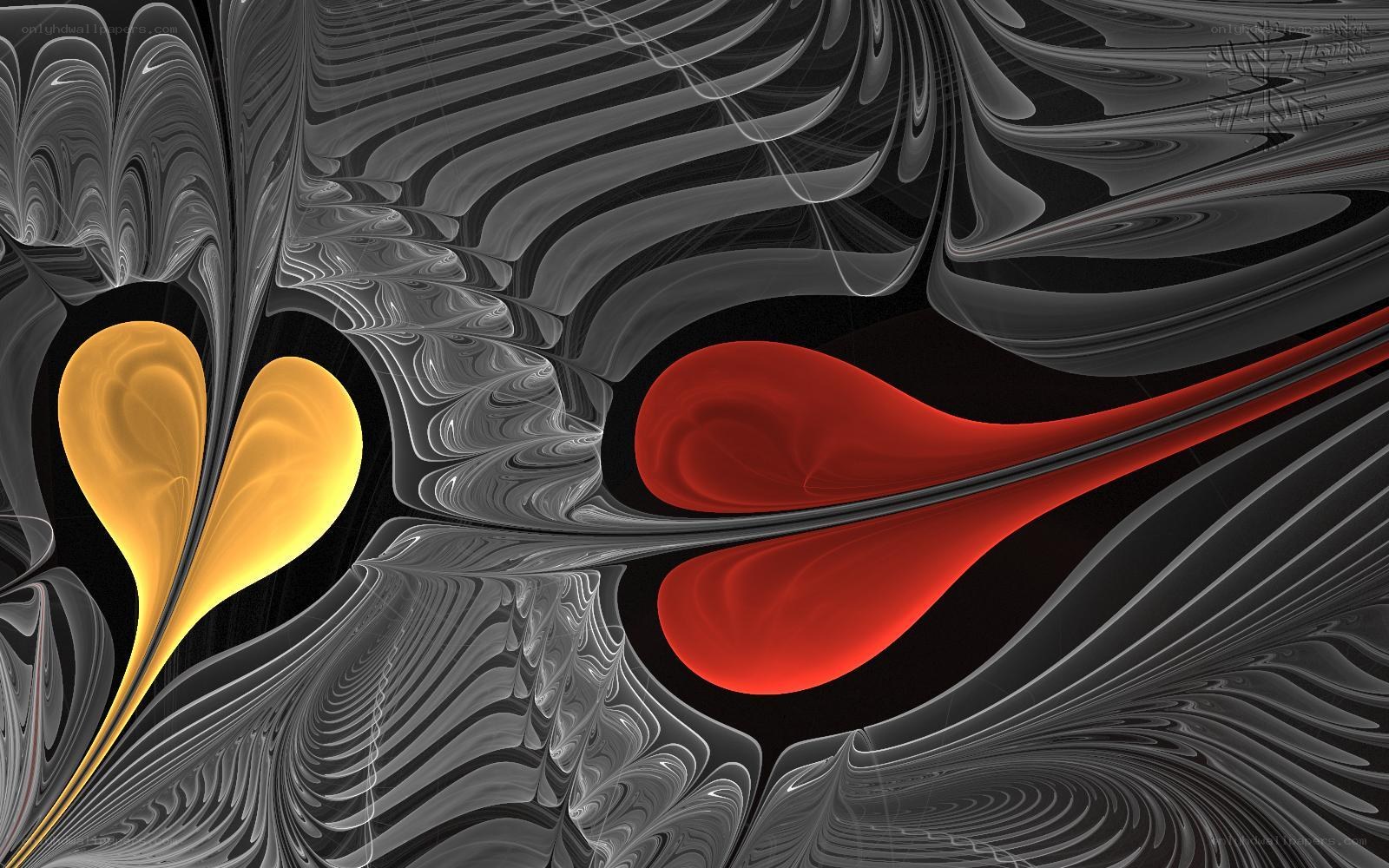 Abstract fluid art with heart shapes
