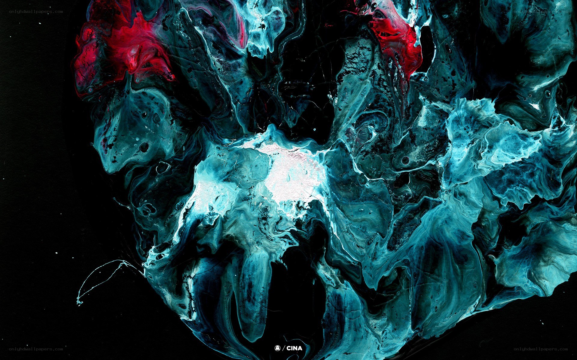 abstract fluid art with red and blue