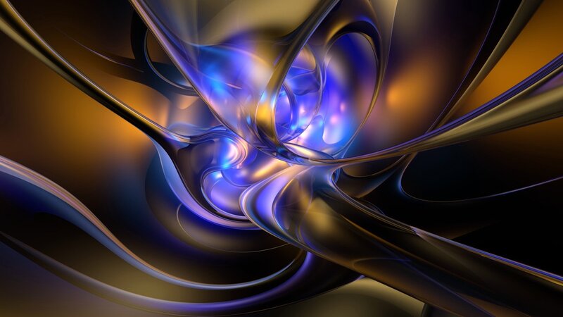 Abstract Fluid Forms — Blue, Dramatic, Digital Art, Curves