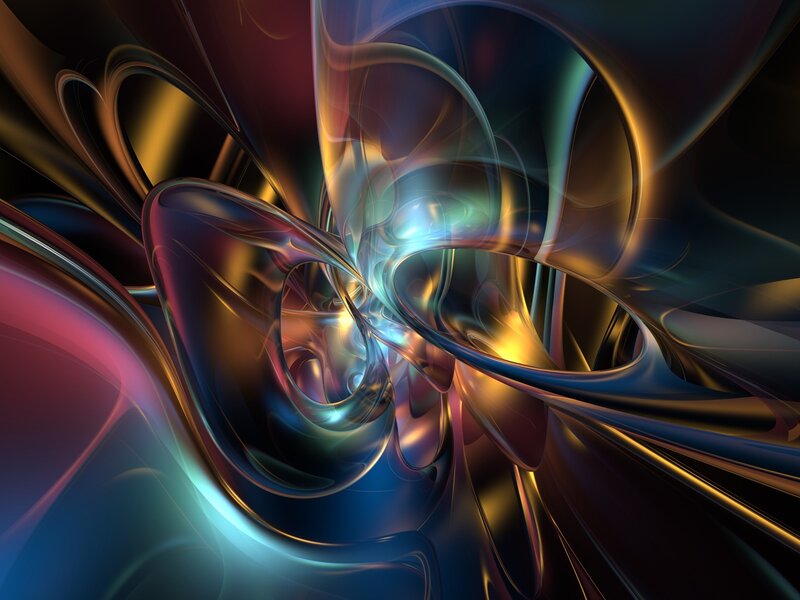 Abstract Fluid Forms — Blue, Dynamic, Digital Art, Curves, Light, Color