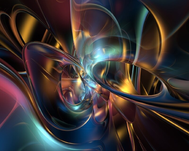 Abstract Fluid Forms — Blue, Dynamic, Digital Art, Curves
