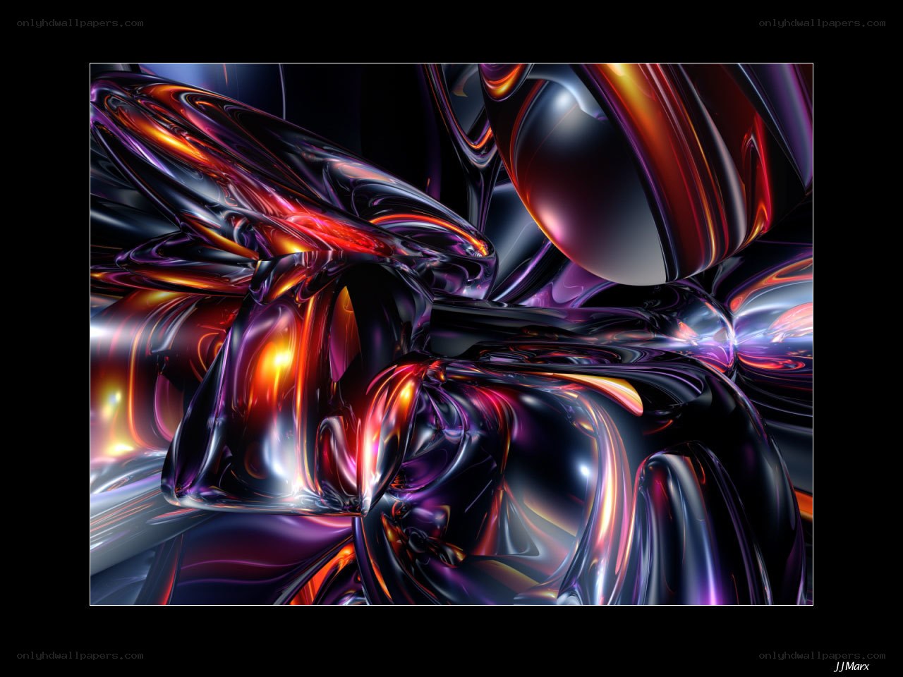 Abstract fluid forms in vibrant colors