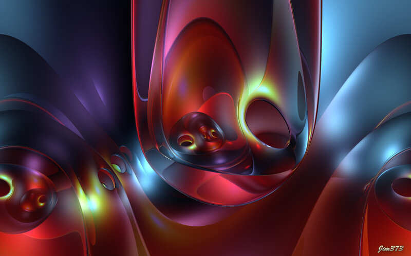 Abstract fluid forms in vibrant colors