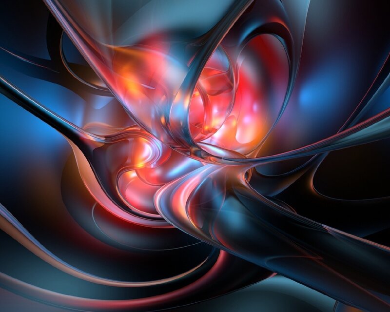 Abstract Fluid Forms — Red, Dynamic