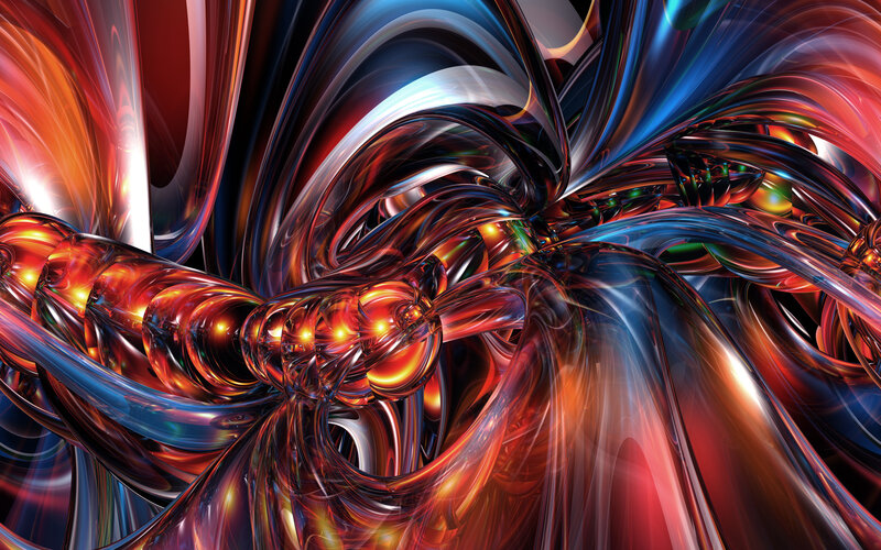 Abstract Fluid Forms — Red