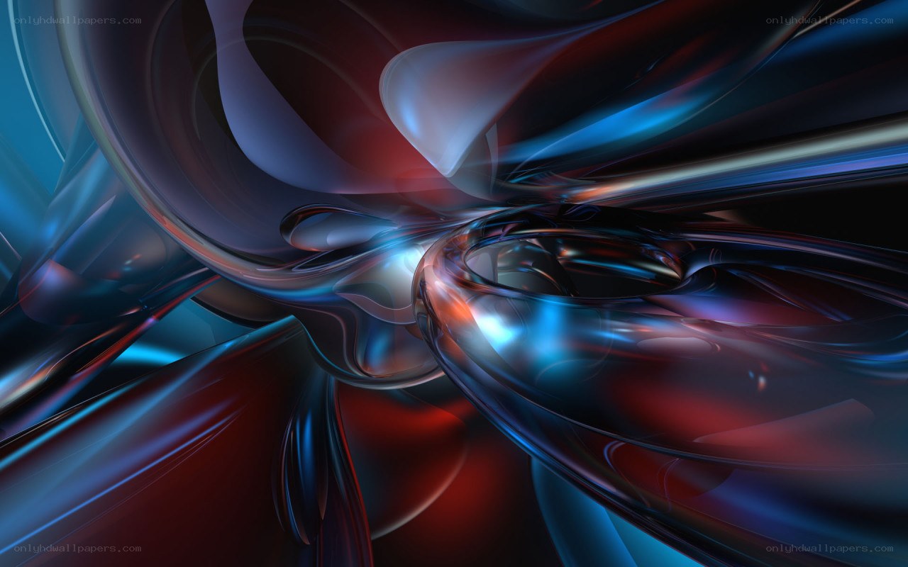 Abstract fluid motion in blue and red