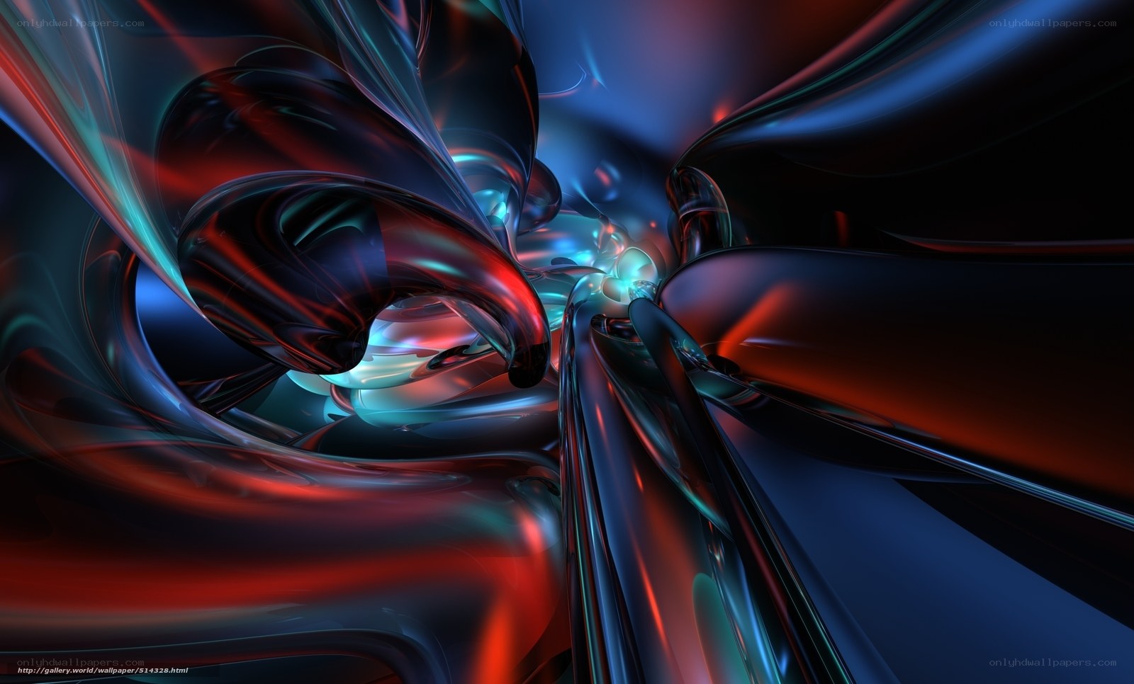 Abstract fluid motion in red and blue