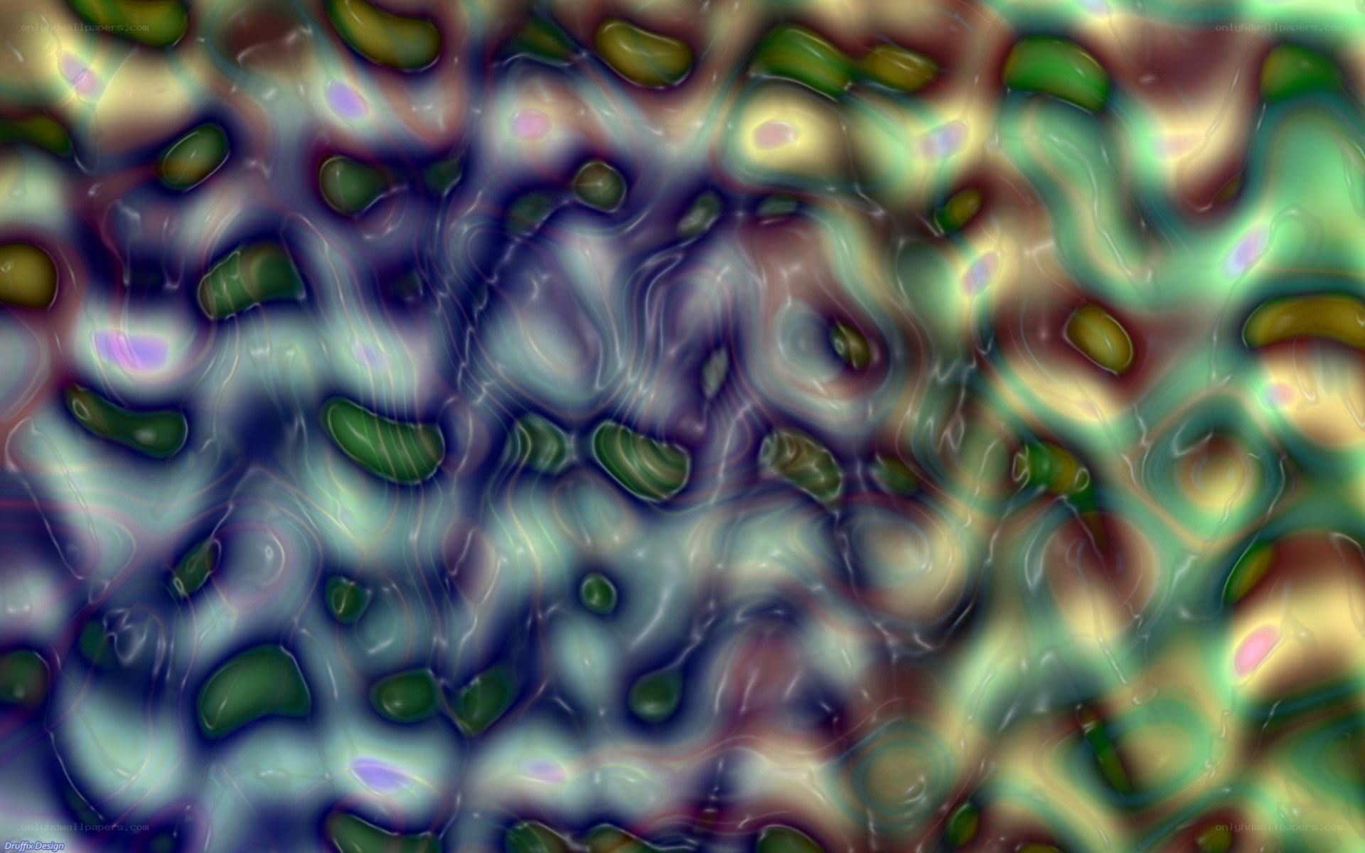 Abstract fluid pattern with green and blue hues