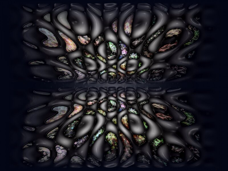 Abstract fluid pattern with iridescent inclusions