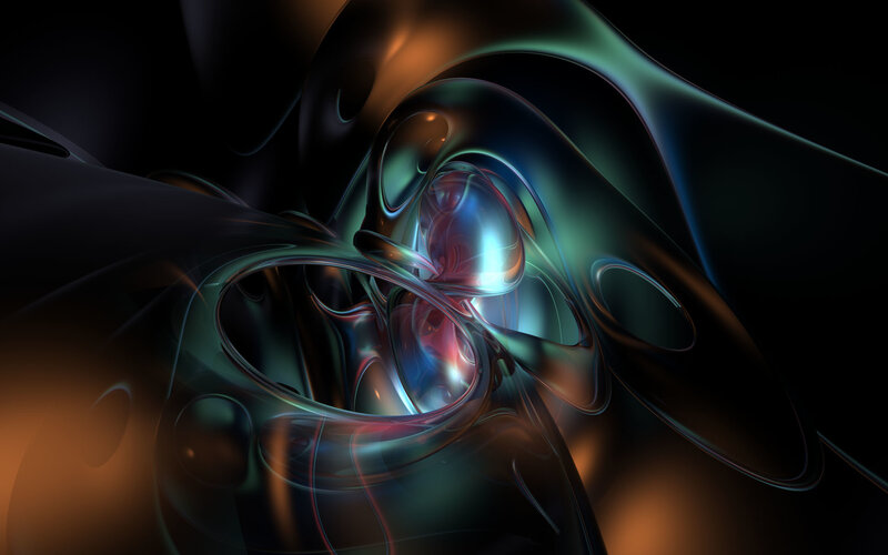 Abstract Fluid Shapes — Black, Dramatic, Digital Art, Curved Lines