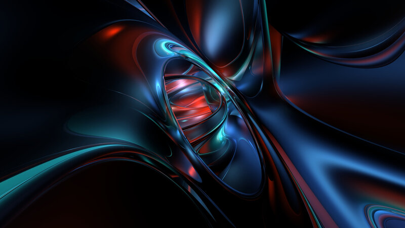 Abstract Fluid Shapes — Blue, Dramatic, Digital Art, Curves