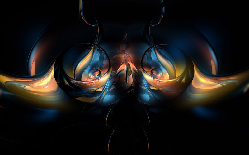 Abstract Fluid Shapes — Blue, Dramatic, Digital Art, Light