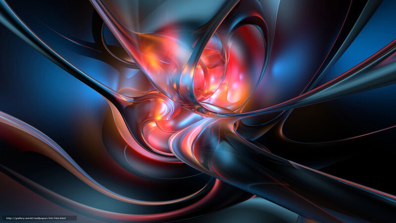 Abstract Fluid Shapes — Blue, Dramatic, Digital Art, Red Light