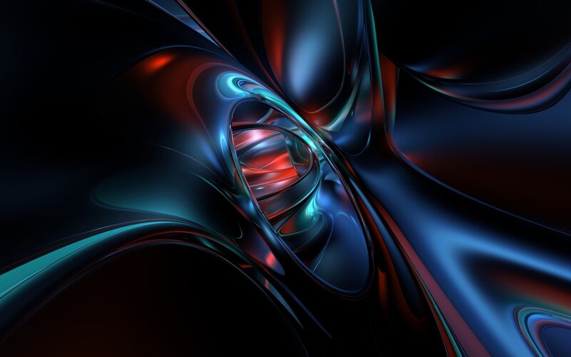 Abstract Fluid Shapes — Blue, Dramatic, Digital Art, Tunnel