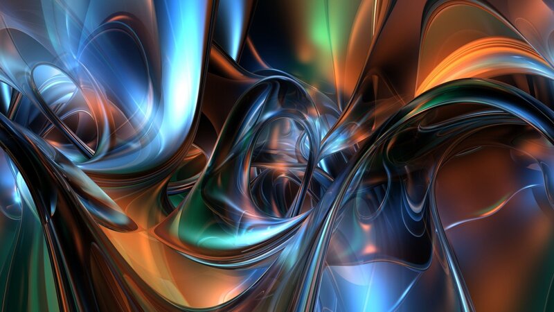 Abstract Fluid Shapes — Blue, Dynamic, Digital Art, Curves, Light