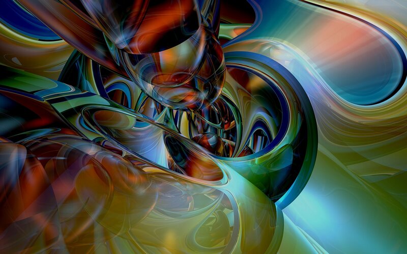 Abstract Fluid Shapes — Blue, Dynamic, Digital Art, Curves, Loops