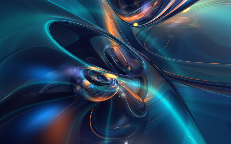 Abstract Fluid Shapes — Blue, Dynamic, Digital Art, Light Streaks