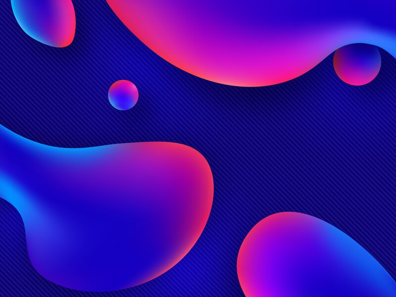 Abstract Fluid Shapes — Blue, Dynamic, Digital Art, Spheres