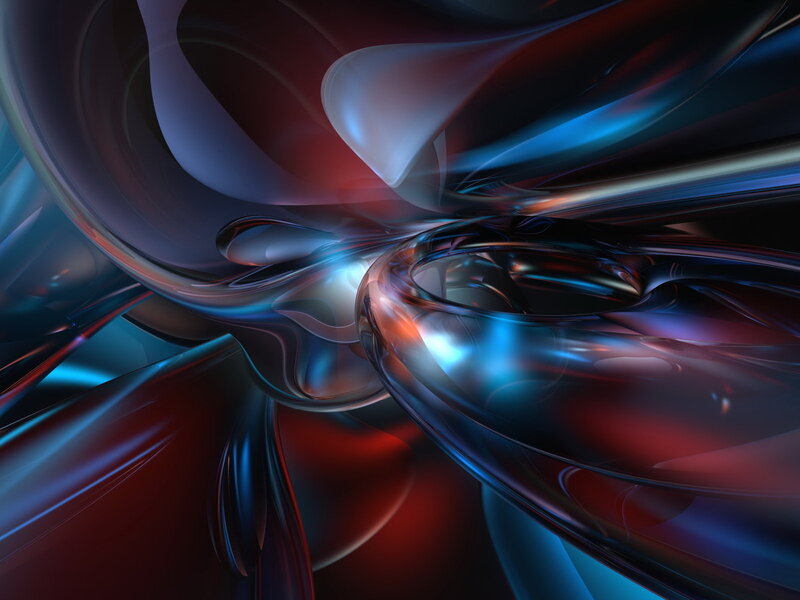 Abstract Fluid Shapes — Blue, Dynamic, Digital Art