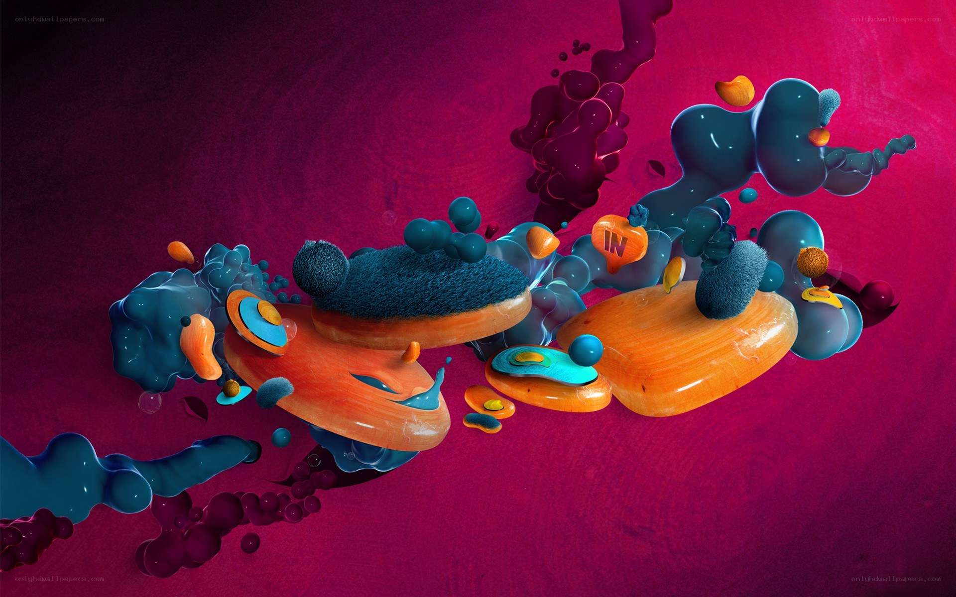 abstract fluid shapes in vibrant colors