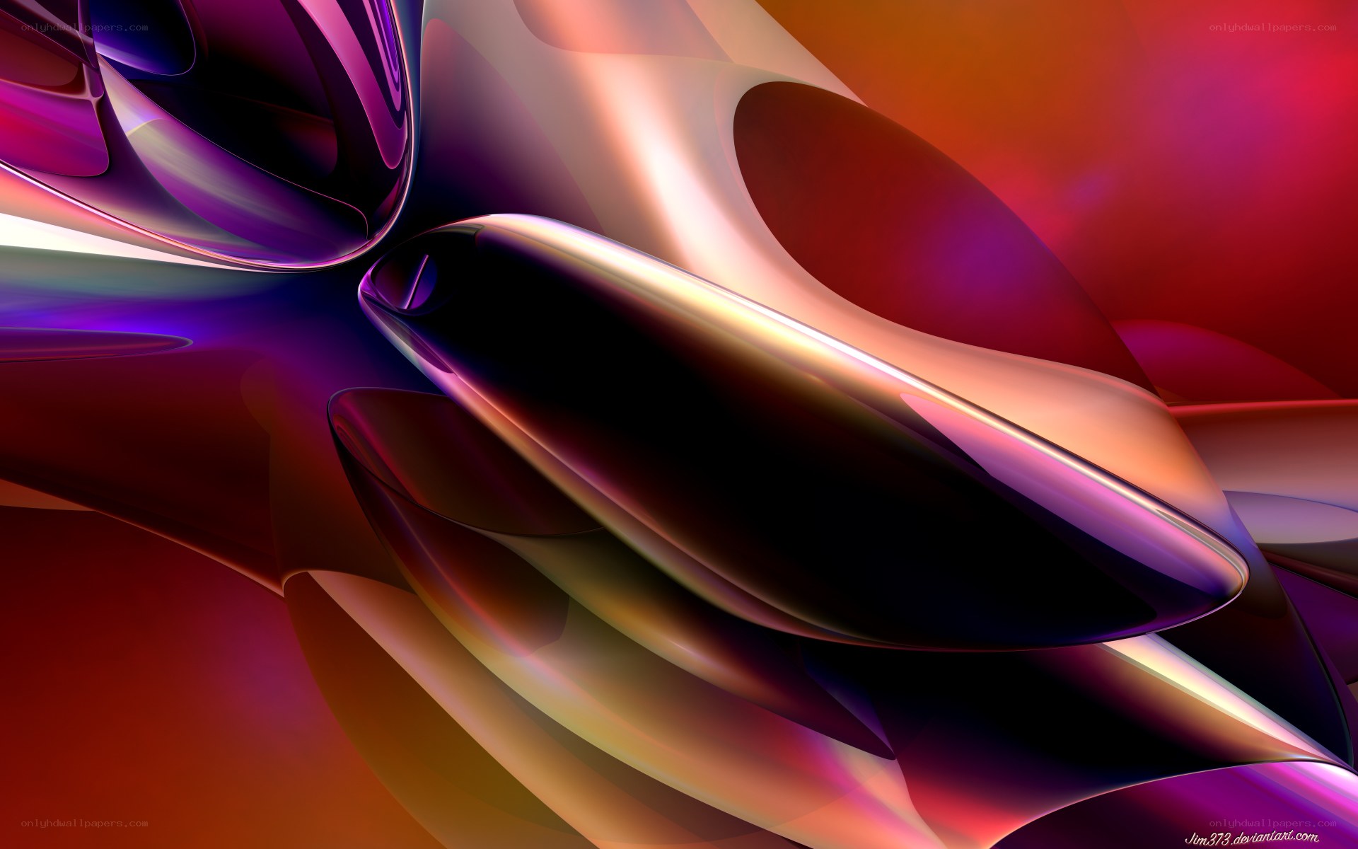 Abstract fluid shapes in vibrant colors
