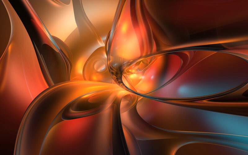 Abstract Fluid Shapes — Orange, Dynamic, Digital Art