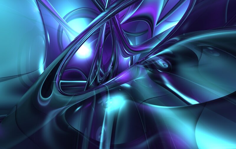 Abstract Fluid Shapes — Purple, Dynamic, Digital Art, Light
