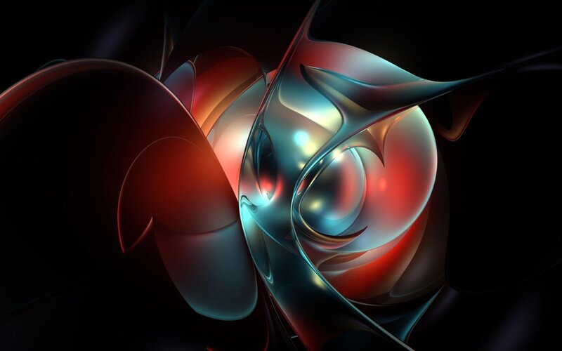 Abstract Fluid Shapes — Red, Black