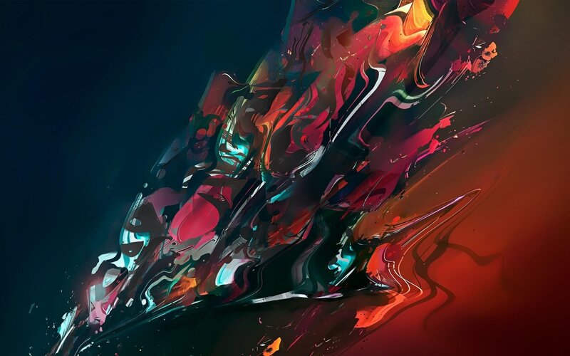 Abstract Fluid Shapes — Red, Dramatic, Digital Art, Colorful