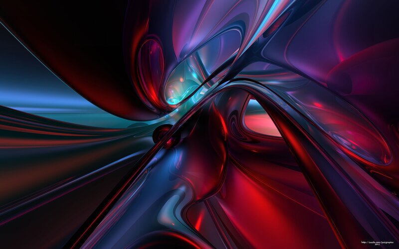 Abstract Fluid Shapes — Red, Dramatic, Digital Art, Curved Lines
