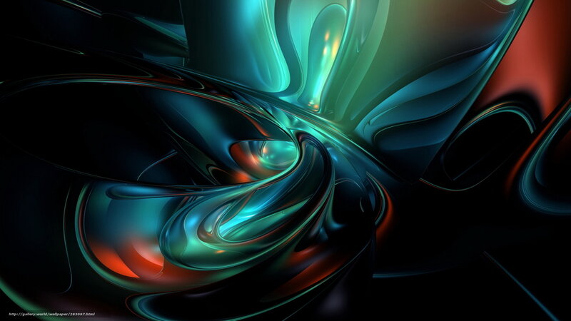 Abstract Fluid Shapes — Teal, Dramatic, Digital Art, Light