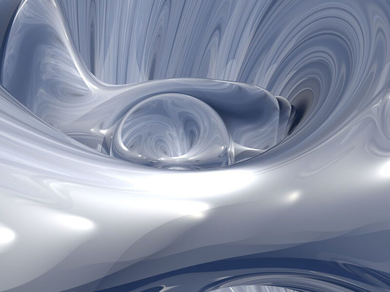 Abstract fluid swirl in silver and blue