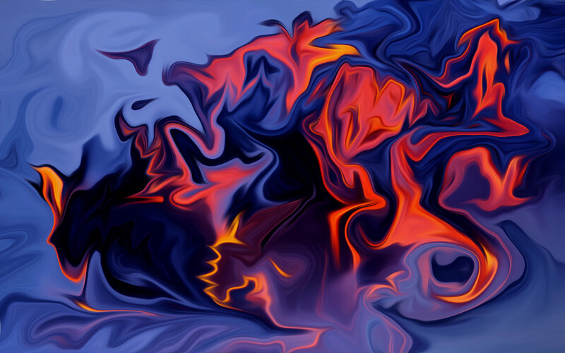 Abstract Fluid Swirls — Blue, Dramatic, Digital Art, Fire, Liquid