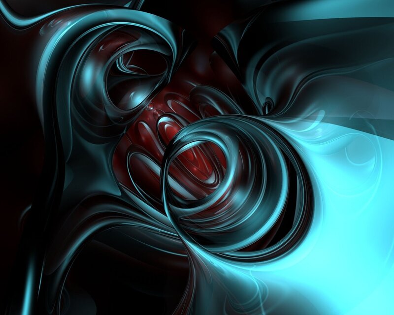 Abstract Fluid Swirls — Blue, Dramatic, Digital Art, Light, Darkness